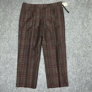 David Meister Pants Womens Size 12 Plaid Maroon Academia Chic Smart